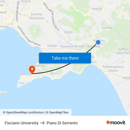 Fisciano Universita to Piano Di Sorrento map