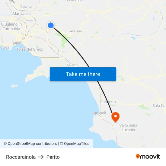 Roccarainola to Perito map