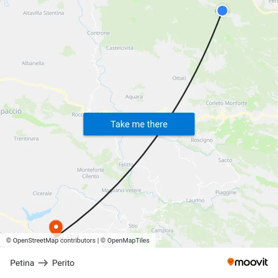 Petina to Perito map