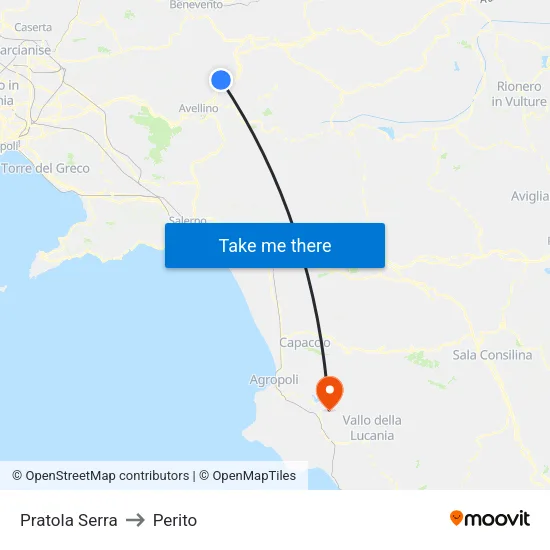 Pratola Serra to Perito map