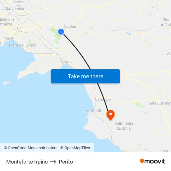 Monteforte Irpino to Perito map