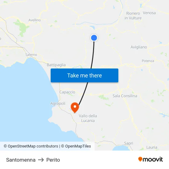 Santomenna to Perito map