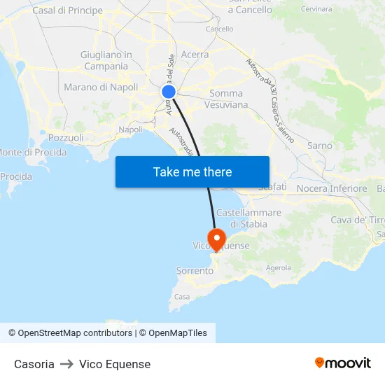 Casoria to Vico Equense map
