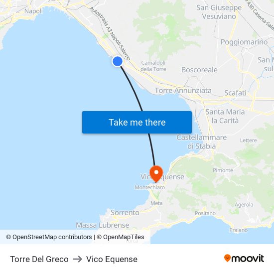 Torre Del Greco to Vico Equense map