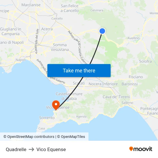 Quadrelle to Vico Equense map