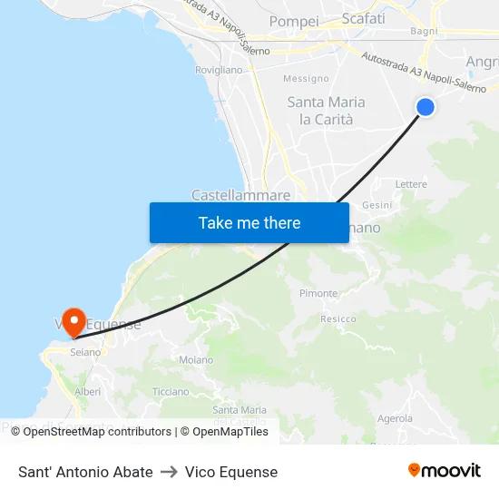 Saint Anthony Abbot to Vico Equense map