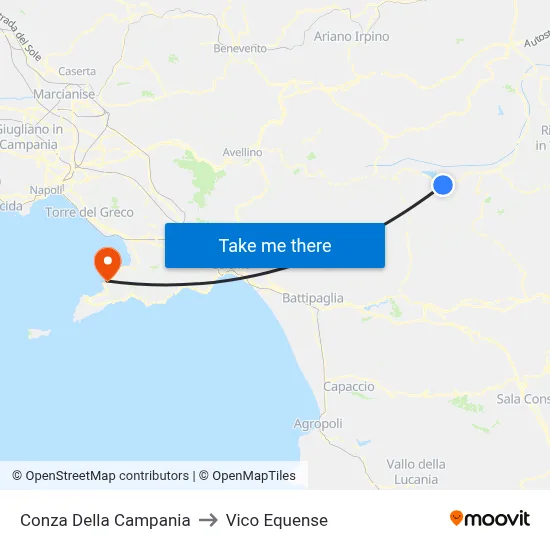 Conza Della Campania to Vico Equense map