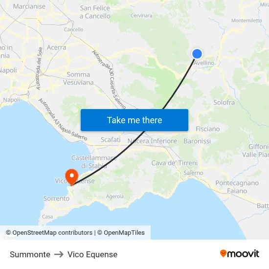 Summonte to Vico Equense map