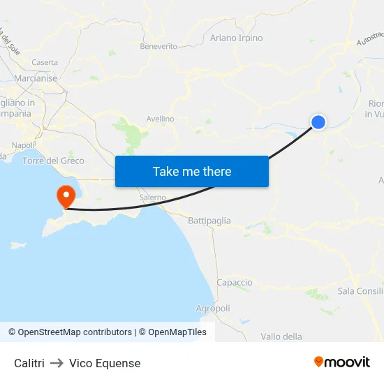 Calitri to Vico Equense map