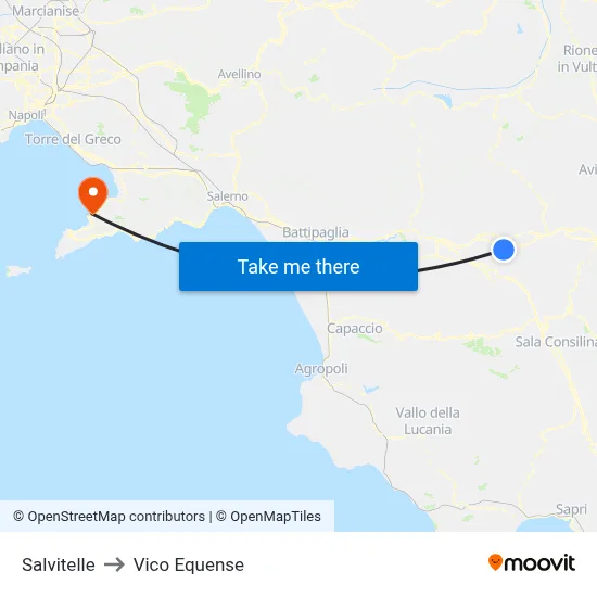 Salvitelle to Vico Equense map