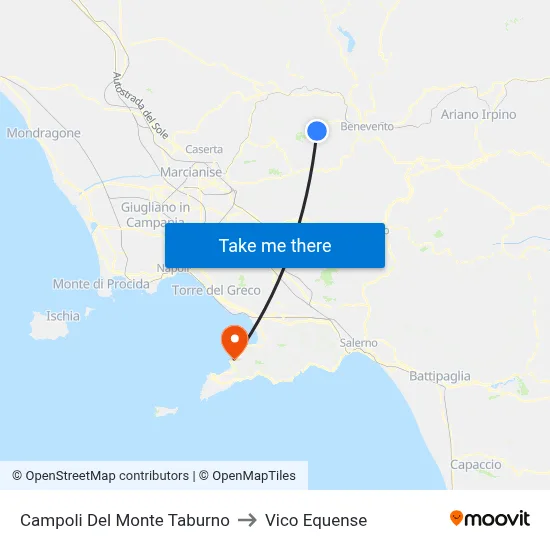 Campoli Del Monte Taburno to Vico Equense map
