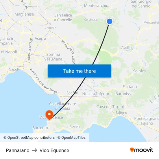 Pannarano to Vico Equense map