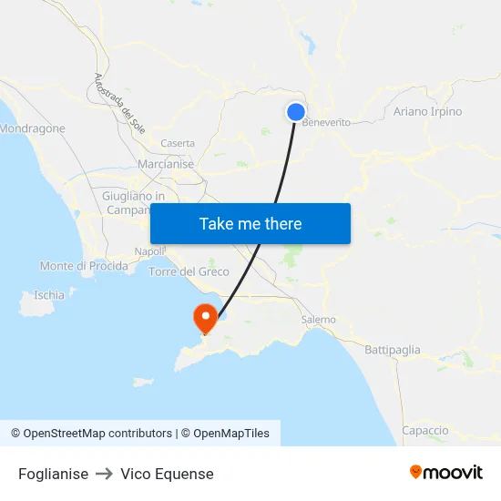 Foglianise to Vico Equense map