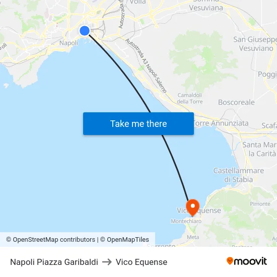 Napoli Piazza Garibaldi to Vico Equense map