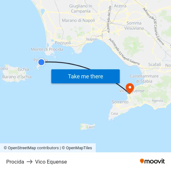 Procida to Vico Equense map