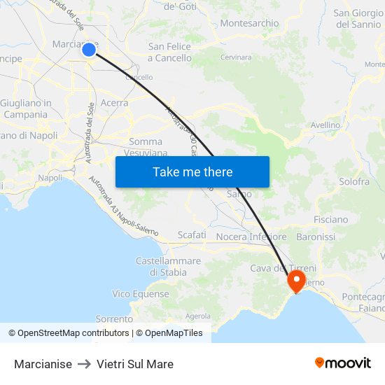 Marcianise to Vietri Sul Mare map