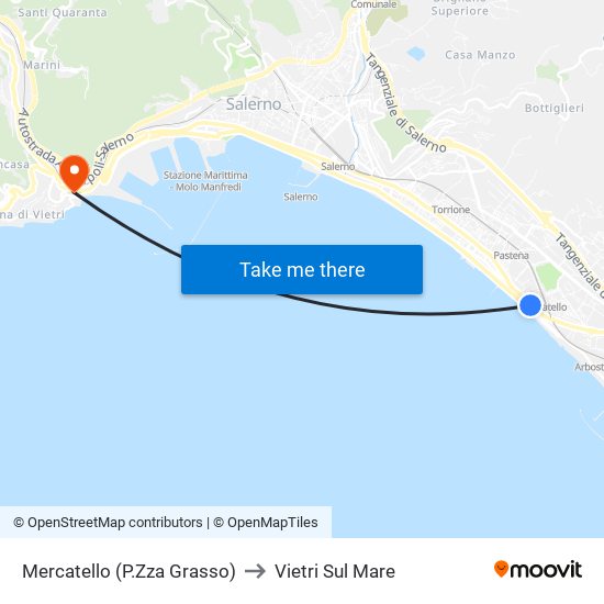 Mercatello (P.Zza Grasso) to Vietri Sul Mare map