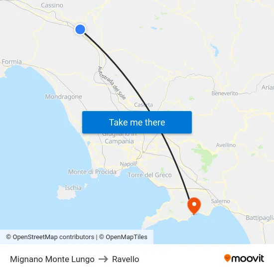 Mignano Monte Lungo to Ravello map