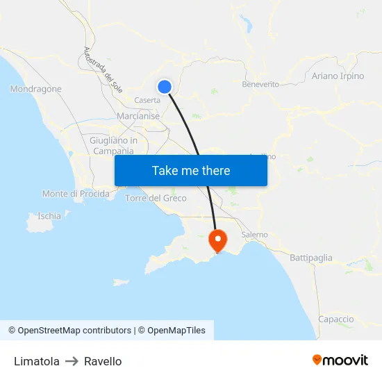 Limatola to Ravello map