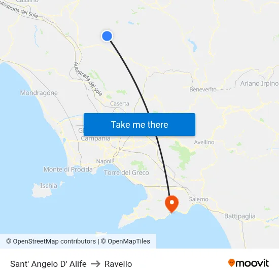 Sant' Angelo D' Alife to Ravello map
