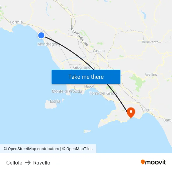Cellole to Ravello map
