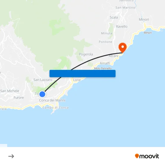 Conca Dei Marini to Ravello map
