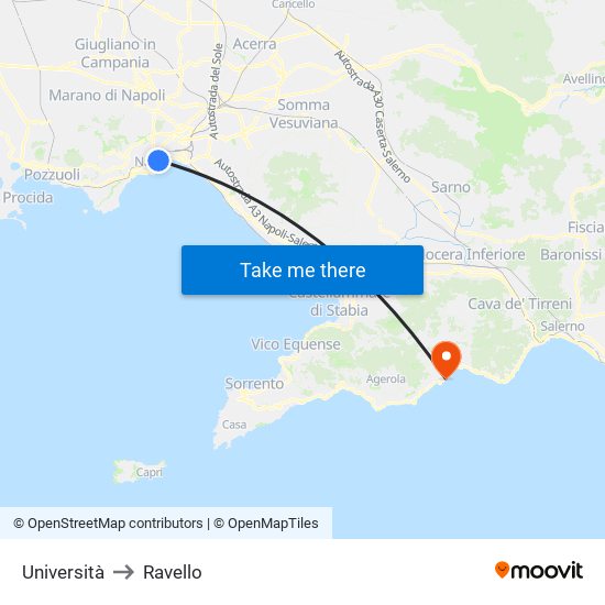 Università to Ravello map