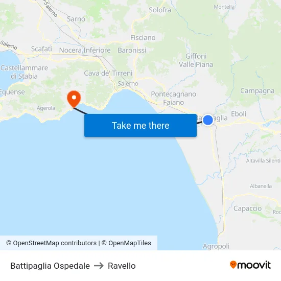 Battipaglia Ospedale to Ravello map
