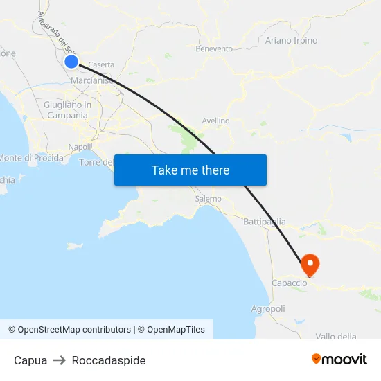 Capua to Roccadaspide map