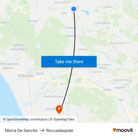 Morra De Sanctis to Roccadaspide map