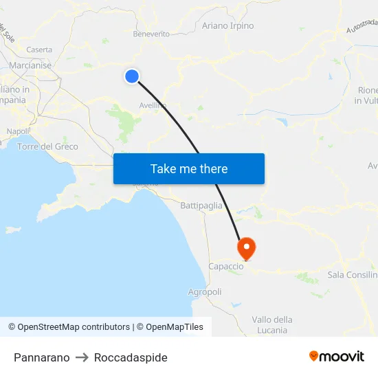Pannarano to Roccadaspide map
