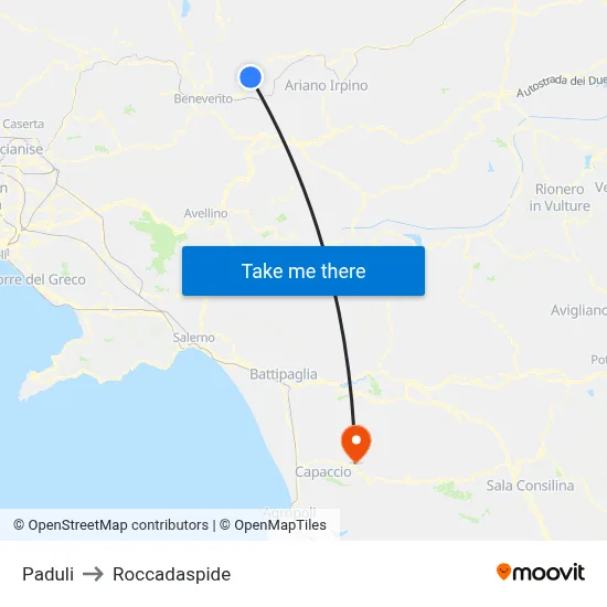 Paduli to Roccadaspide map