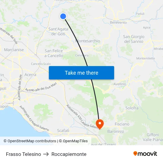 Frasso Telesino to Roccapiemonte map
