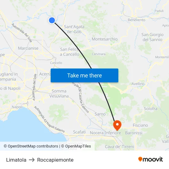 Limatola to Roccapiemonte map