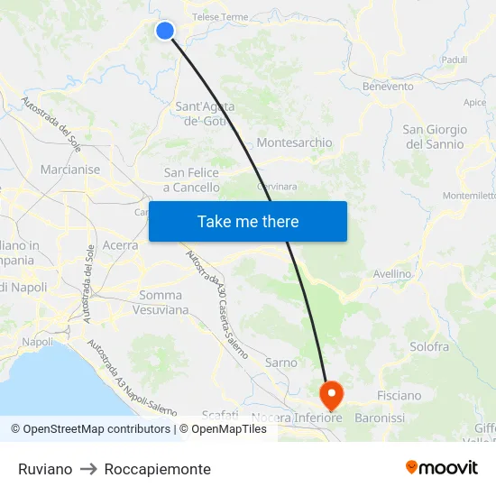 Ruviano to Roccapiemonte map