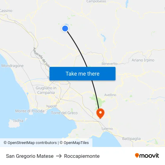 San Gregorio Matese to Roccapiemonte map