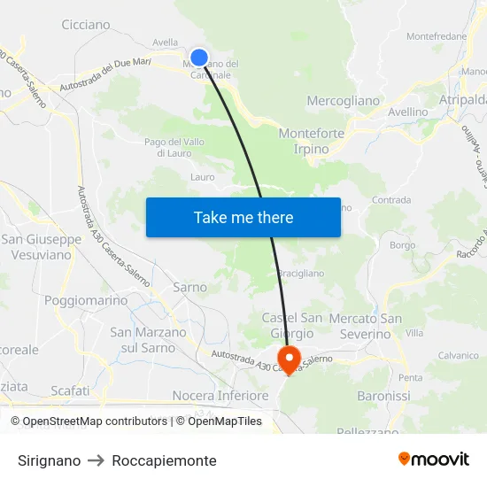Sirignano to Roccapiemonte map