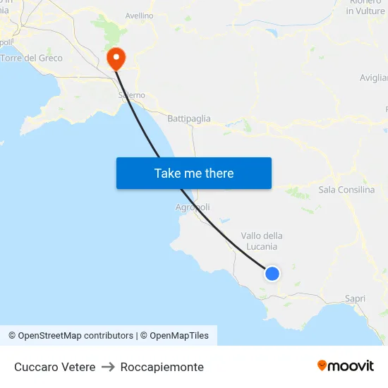 Cuccaro Vetere to Roccapiemonte map