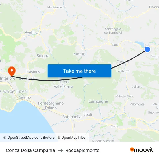 Conza Della Campania to Roccapiemonte map