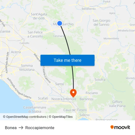 Bonea to Roccapiemonte map