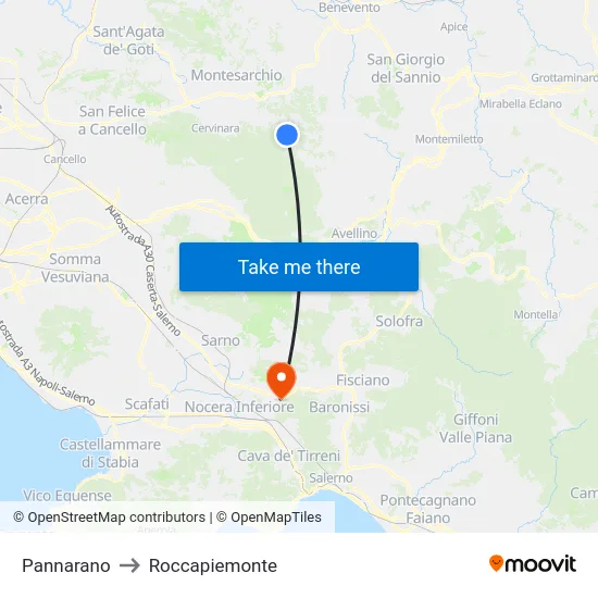 Pannarano to Roccapiemonte map