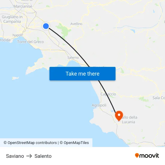 Saviano to Salento map