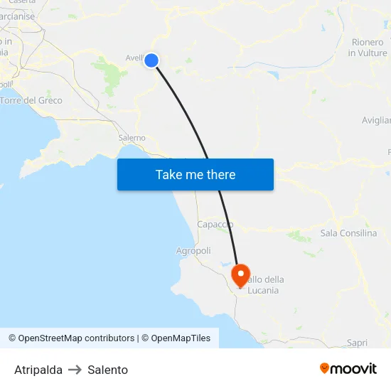 Atripalda to Salento map