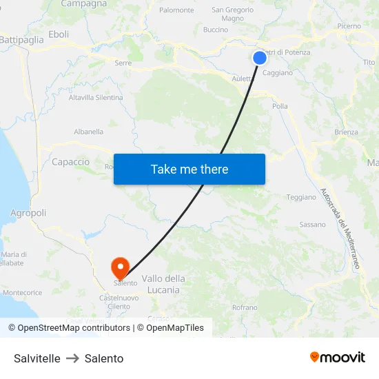 Salvitelle to Salento map