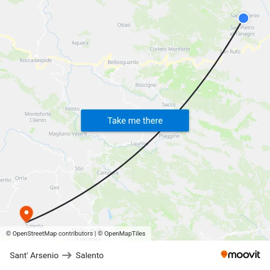 Sant' Arsenio to Salento map