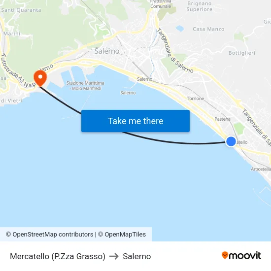 Mercatello (Grasso Square) to Salerno map