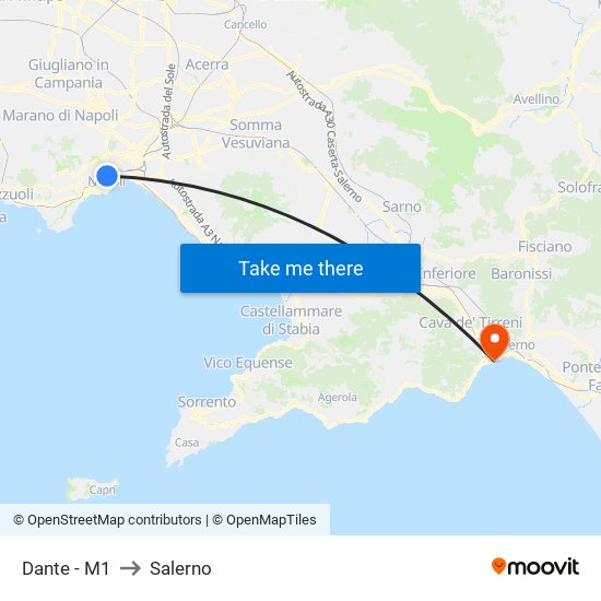 Dante - M1 to Salerno map