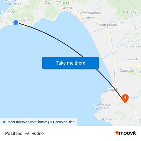 Positano to Rutino map
