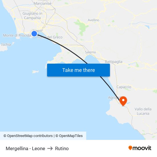 Mergellina - Leone to Rutino map
