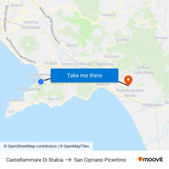 Castellammare Di Stabia to San Cipriano Picentino map